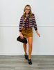 Burgundy Striped Sweater (Reg. and Plus)