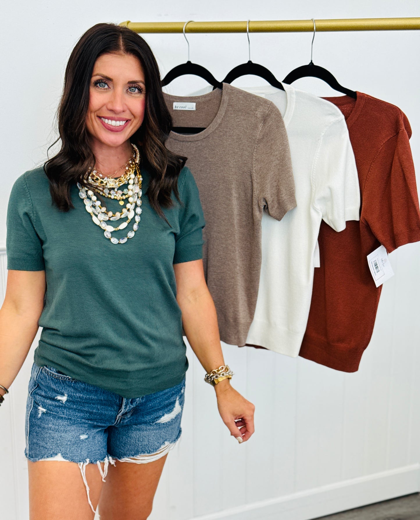 Soft Short Sleeve Sweater Top (Reg. and Plus) - 4 Colors