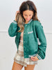 Embroidered Faux Suede Varsity Jacket  (Reg & Plus)-3 Colors