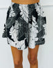 Black Tropical Leaf Halter Top & Shorts Set (Reg.)