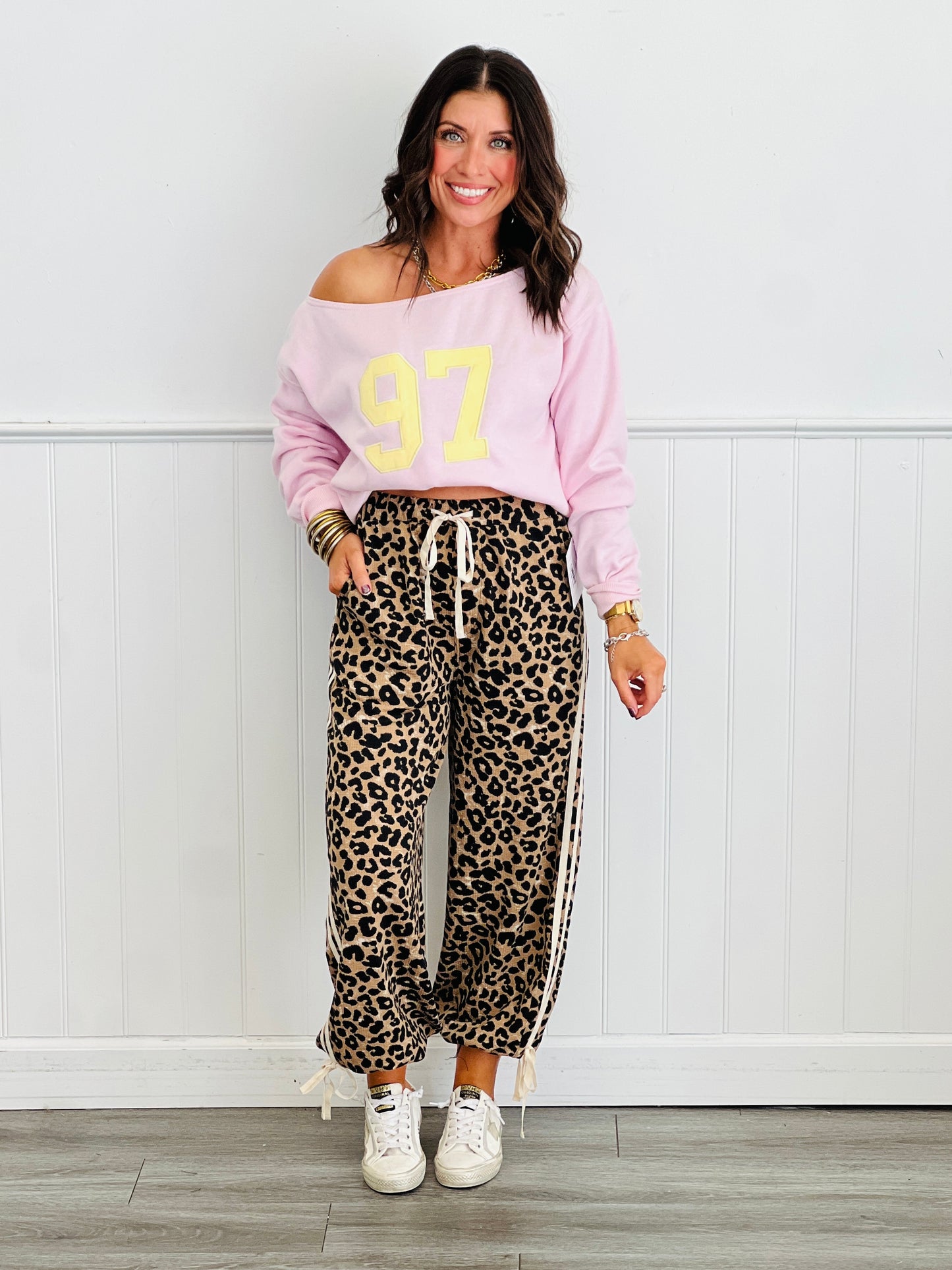 Number 97 Graphic Off Shoulder Top (Reg.)-2 Colors