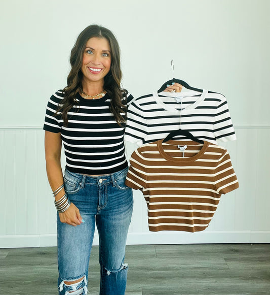 Short Sleeve Stripe Top (Reg.) - 3 Colors