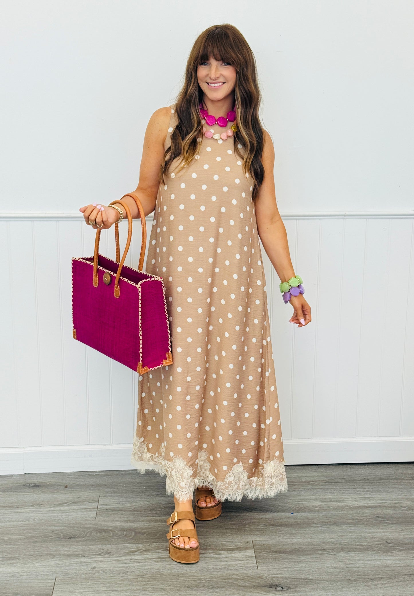 Polka Dot Lace Detailed Midi Dress (Reg.) - 3 Colors
