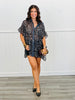 Charcoal/Denim Leopard Chiffon Blouse (Reg. and Plus)