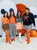 Black Multi Jack-O-Lantern Faces Pullover Top (One Size )