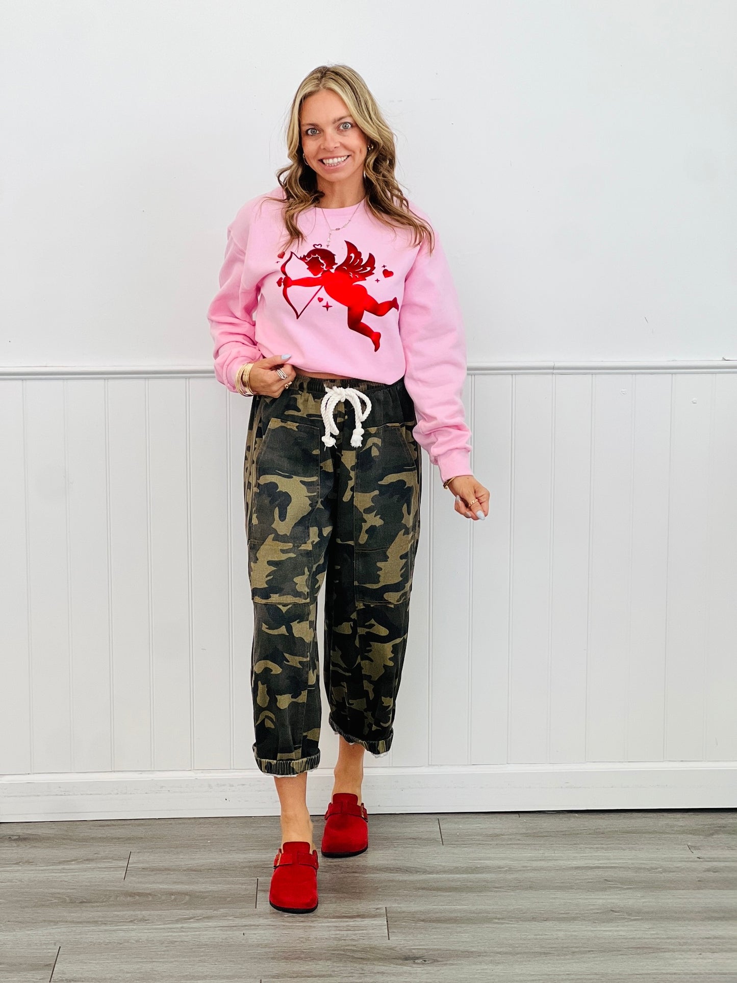 Metallic Red Cupid Sweatshirt (Reg. and Plus)