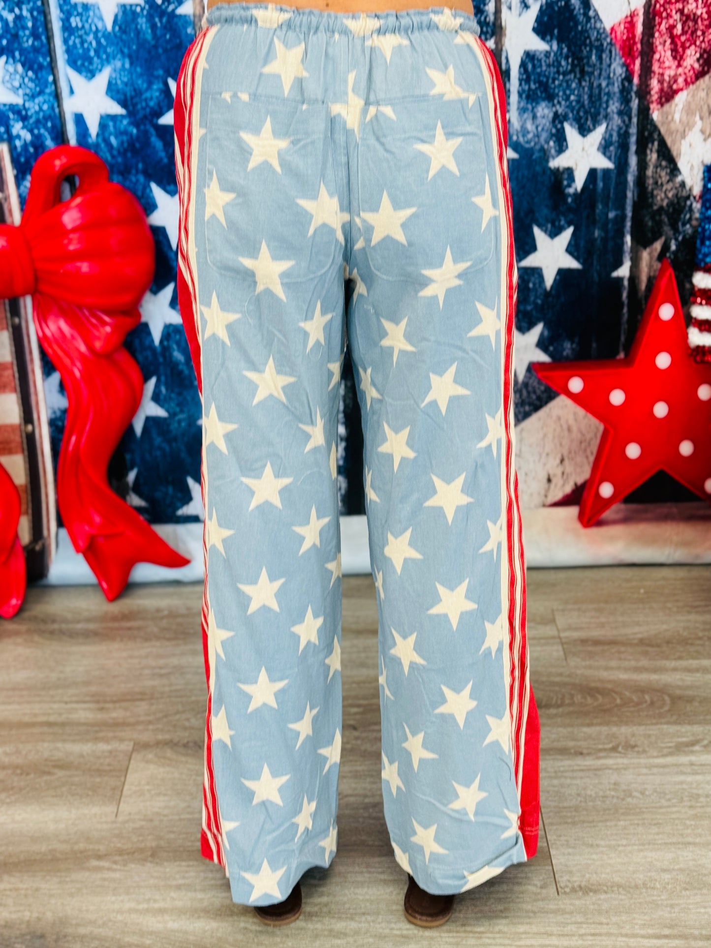 Light Denim Red Stripe & Stars Pants (Reg.)
