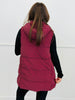 Wine Long Hooded Puffer Vest (Reg.)