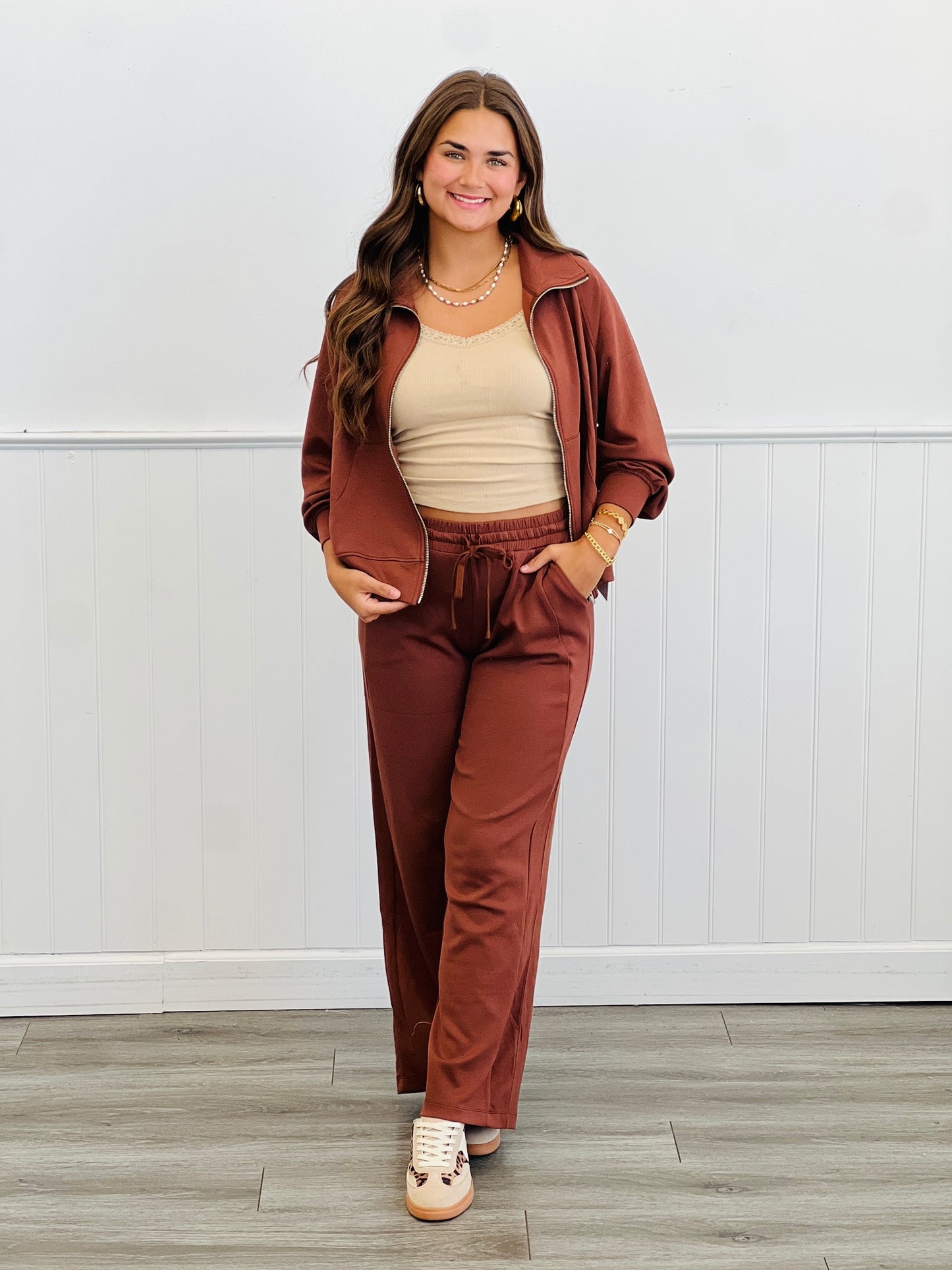 Chestnut Scuba Modal Zip Up Jacket (Reg.)