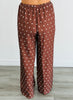Brown Polka Dot Drawstring Pants (Reg & Plus)