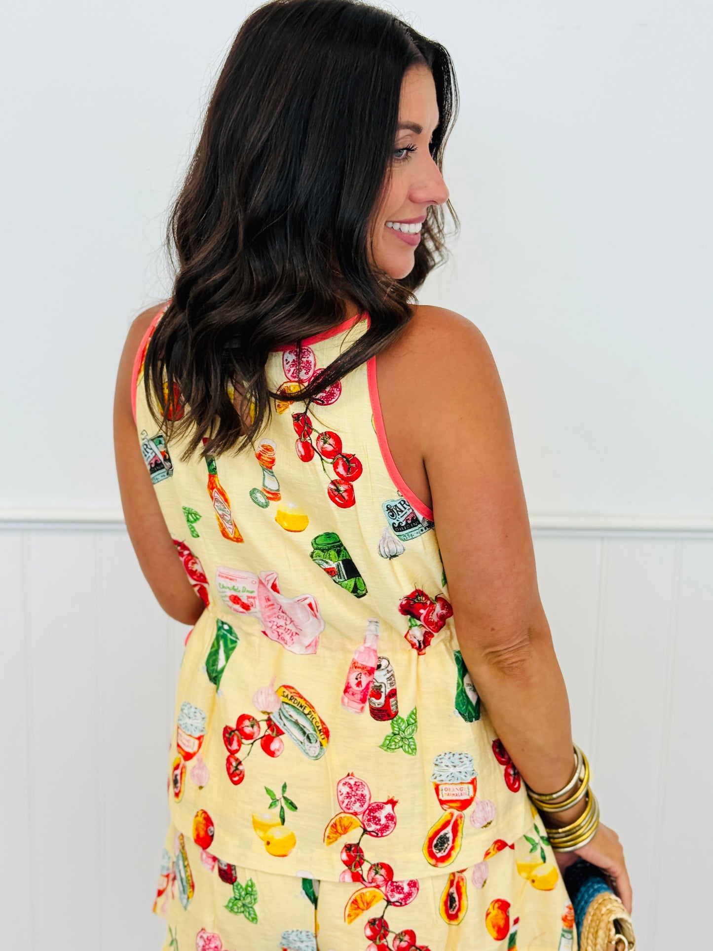 Butter Yellow Food Print Top & Shorts Set (Reg.)