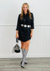 Black Rhinestone Button Down Mini Dress (Reg. and Plus)