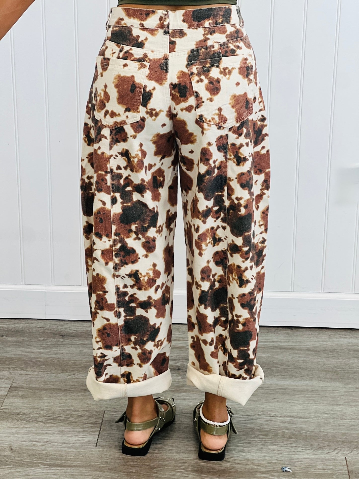 Brown Cow Print Wide Leg Pants (Reg.)