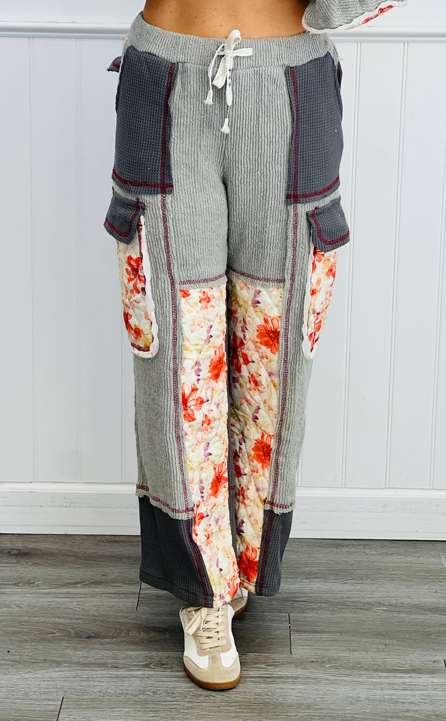 POL Grey Thermal Floral Quilted Pants (Reg.)