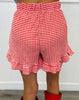 Red Gingham Ruffled Shorts  (Reg & Plus)