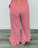Red Gingham Ruffled Hem Pants (Reg.)
