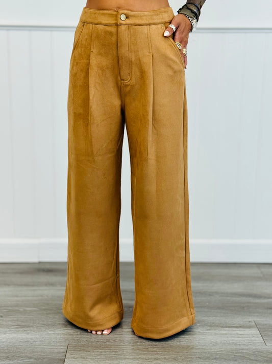Latte Suede Pleated Trousers (Reg.)