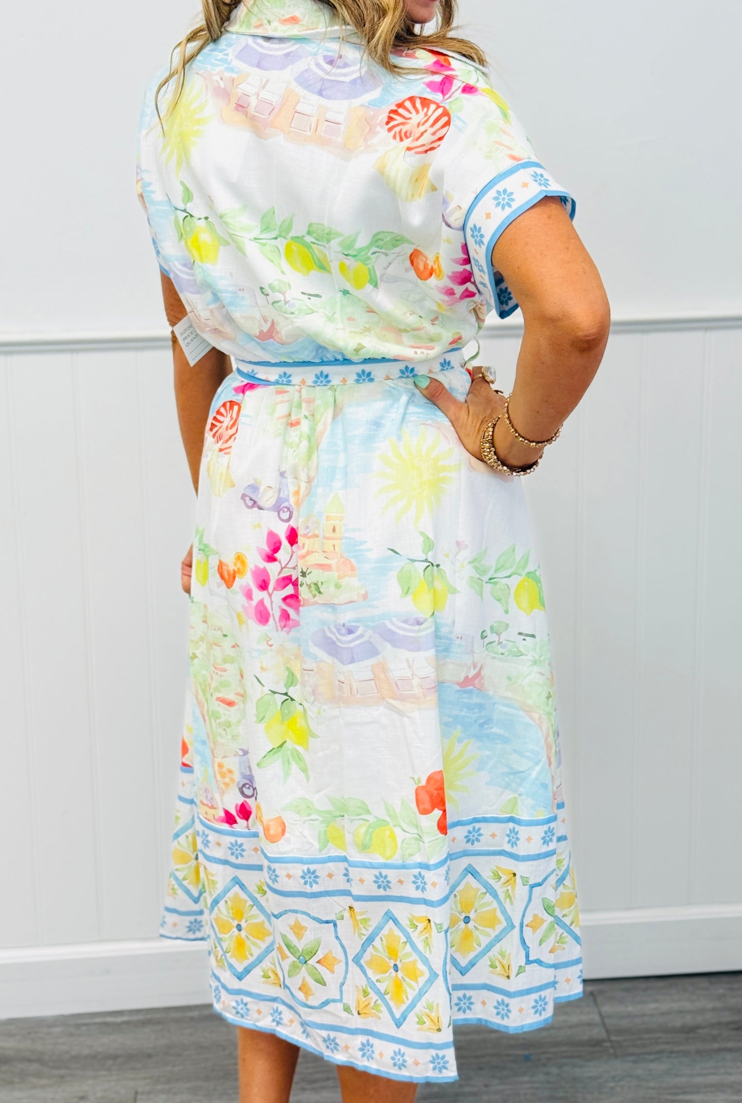 Ivory Multi Scenic Print Midi Shirt Dress (Reg.)