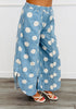 Denim Blue/Ivory Polka Dot Tulip Hem Pants (Reg.)