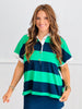 Green/Navy Striped Polo Shirt (Reg & Plus)