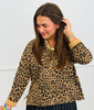 Leopard Collared V-Neck Pullover Top (Reg. and Plus)
