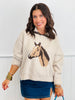 Taupe Horse Print Collar Sweater (Reg.)