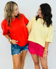 Rolled Edge Short Sleeve Top (Reg. and Plus) - 2 Colors