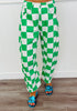 Kelly Green Checkered Print Barrel Pants (Reg. and Plus)
