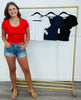 Lace Trim Short Sleeve Top (Reg.) - 4 Colors