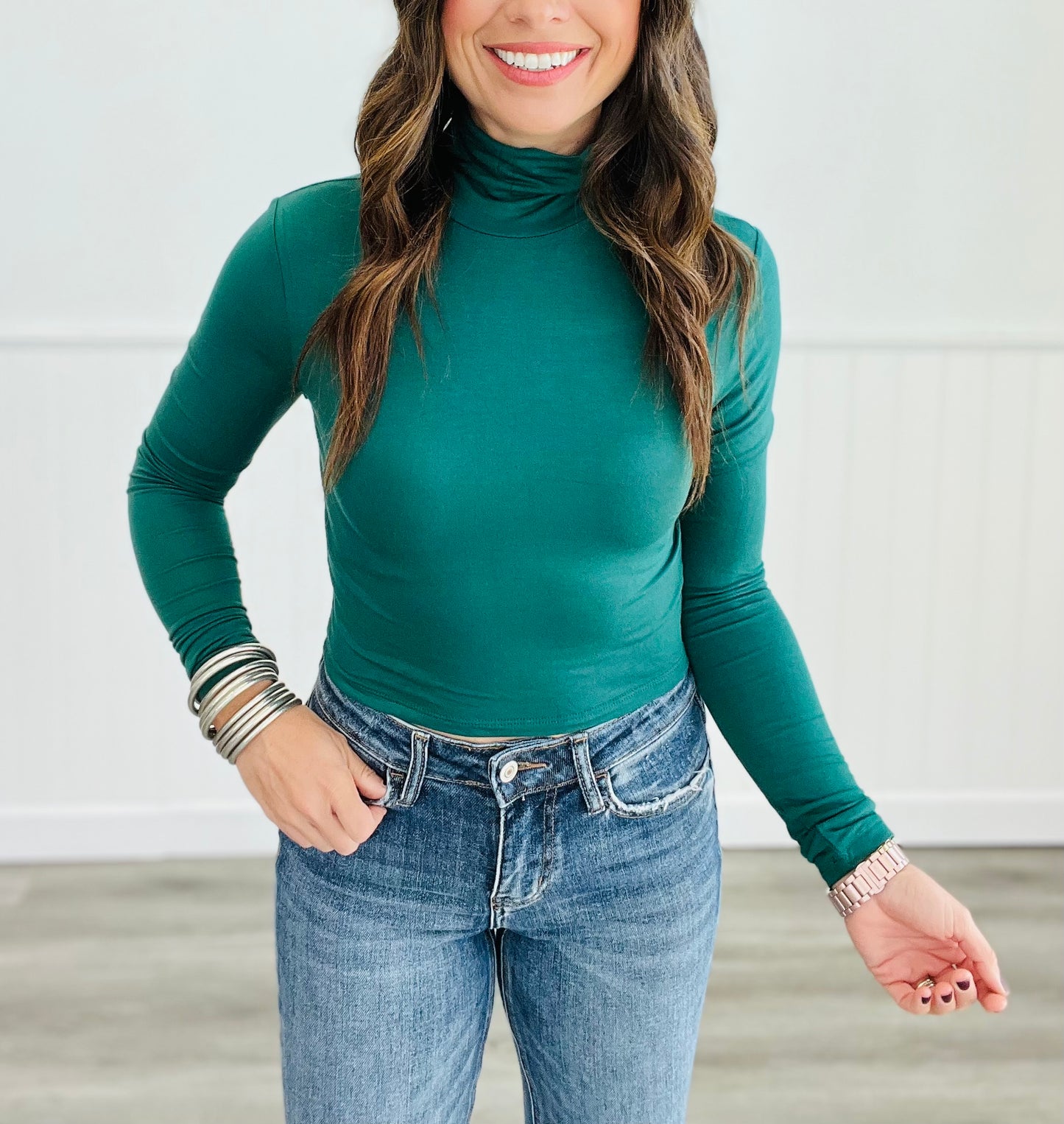 Long Sleeve Turtleneck Crop Top (Reg) - 4 Colors