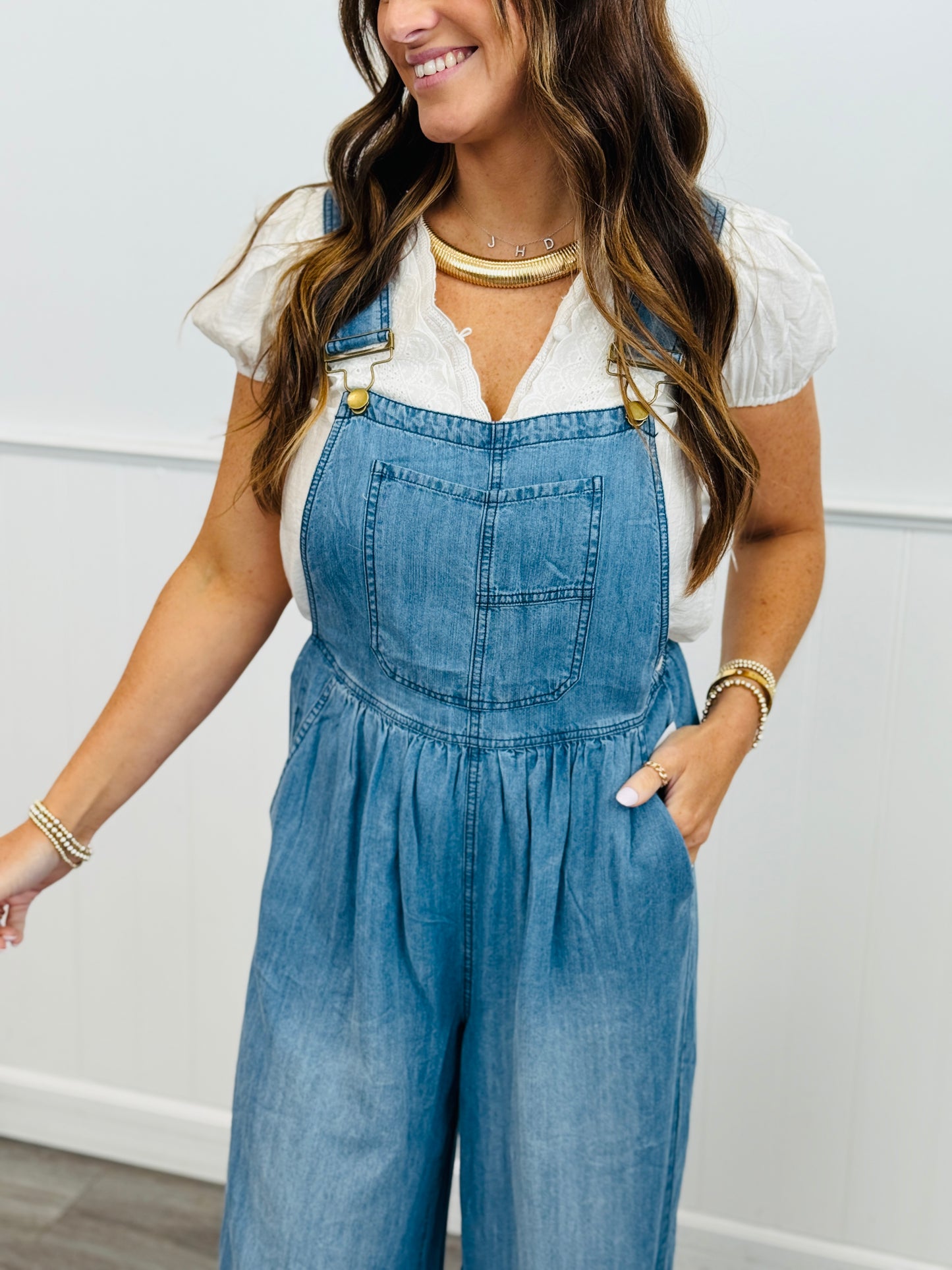 Washed Denim Bib Pocket Overalls (Reg & Plus)