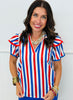 Kennedy Flutter Sleeve Patriotic Blouse (Reg & Plus)