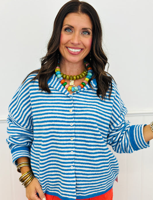 Blue Striped Gigi Cardigan (Reg.)