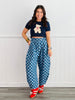 Navy Short Sleeve Teddy Bear Sweater Top (Reg)