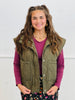 Quilted Zip & Snap Padded Vest (Reg.)-2 Colors