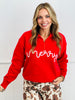 Red Merry Fold Over Collar Sweater (Reg. and Plus)
