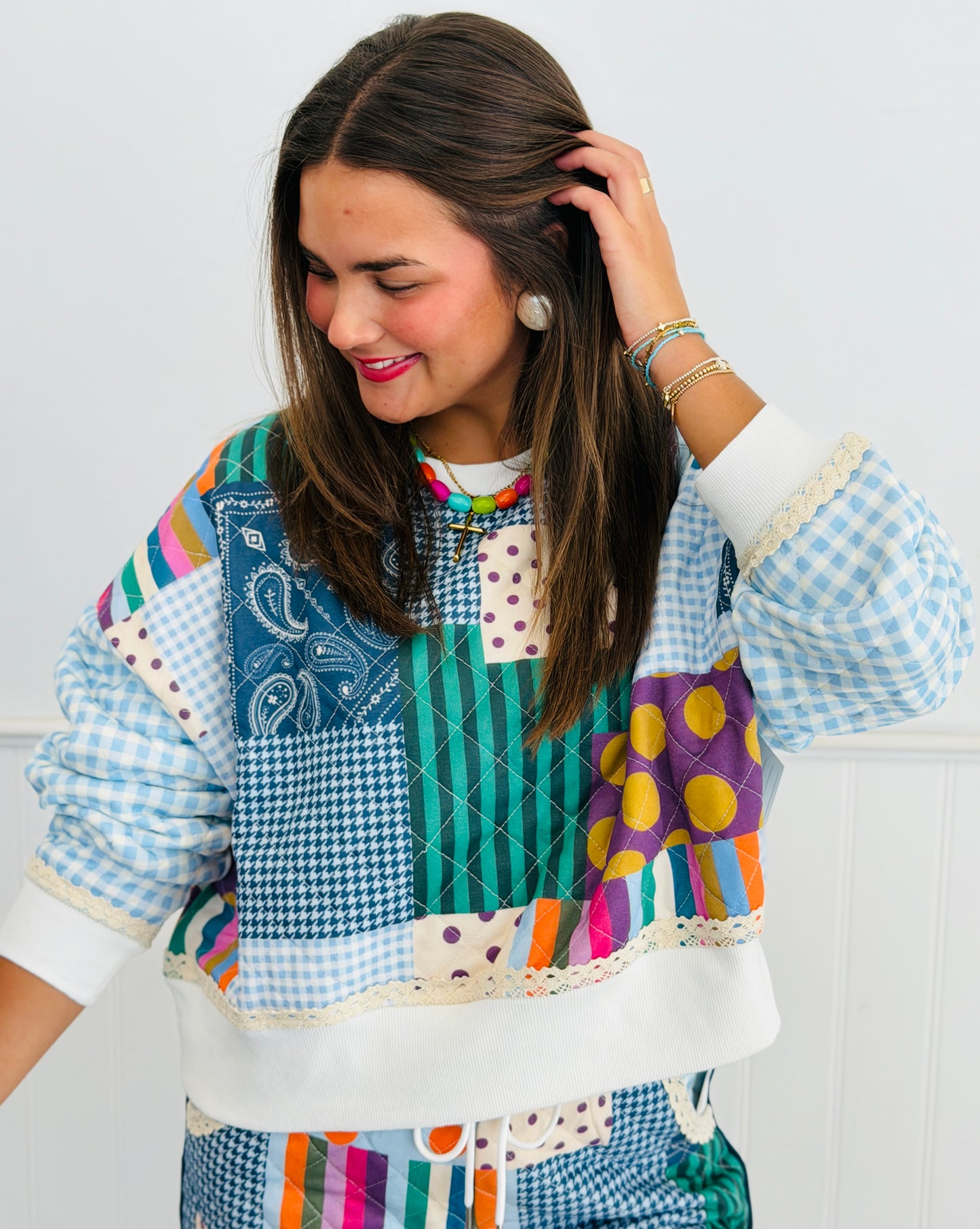 Patchwork Pretty Sweatshirt (Reg. and Plus)