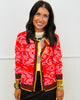 Poppy Red Paisley Knit Sweater Cardigan (Reg.)