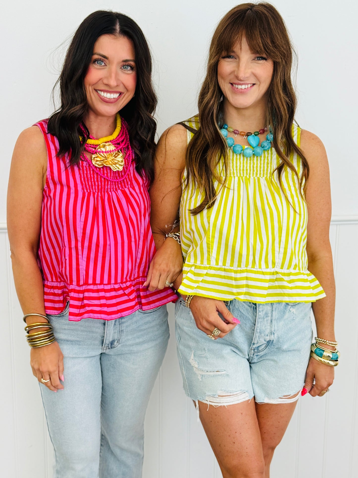 Striped Ruffled Cami Top (Reg.)-2 Colors