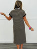 Brown Striped Collared Midi Dress (Reg.)