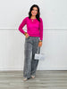 Magenta Mesh Glitter Top (Reg. and Plus)