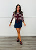 Burgundy Striped Sweater (Reg. and Plus)