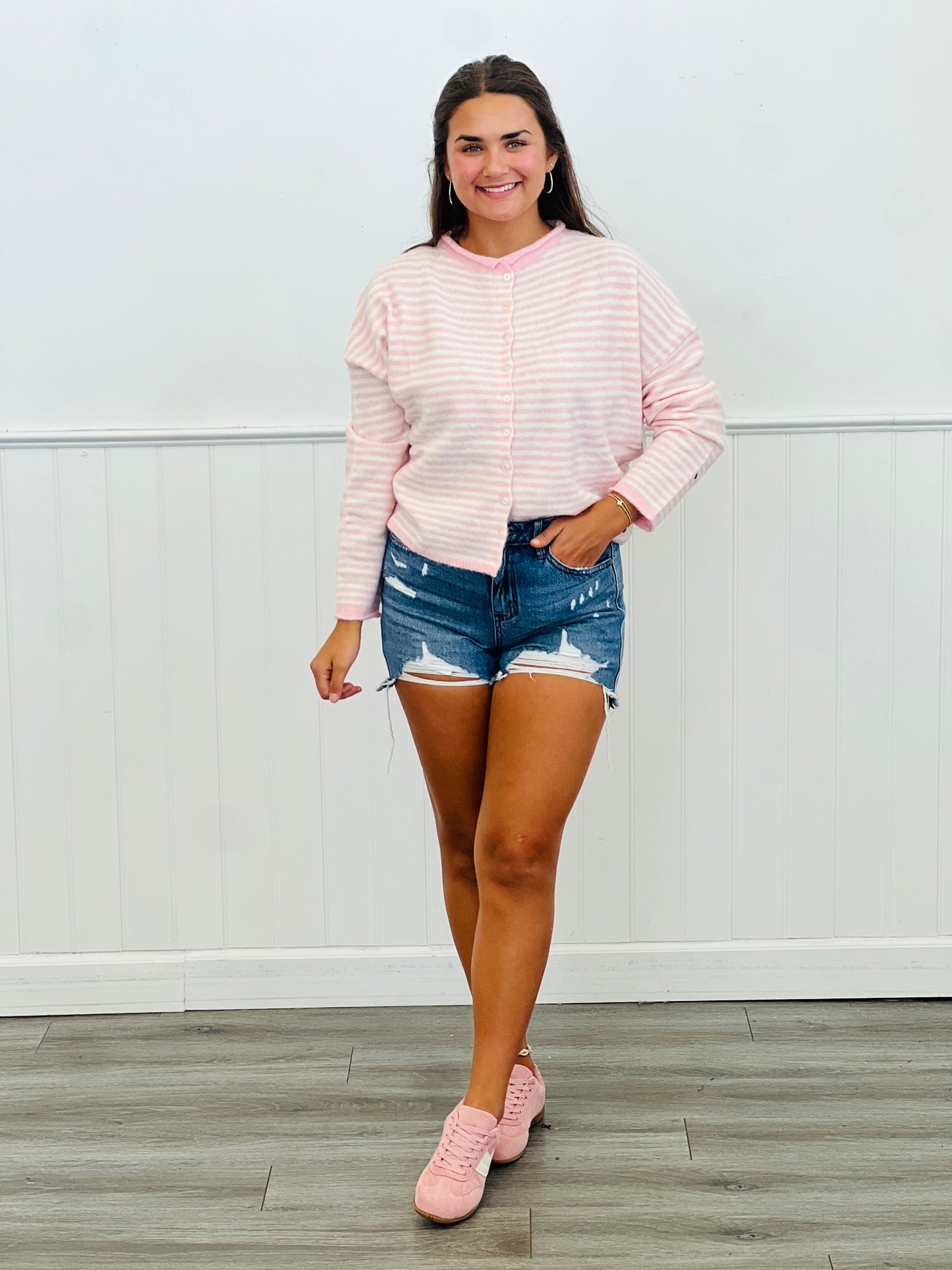 Pink Striped Gigi Cardigan (Reg.)