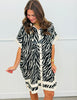 Zebra Print Button-Up Midi Dress (Reg. and Plus)