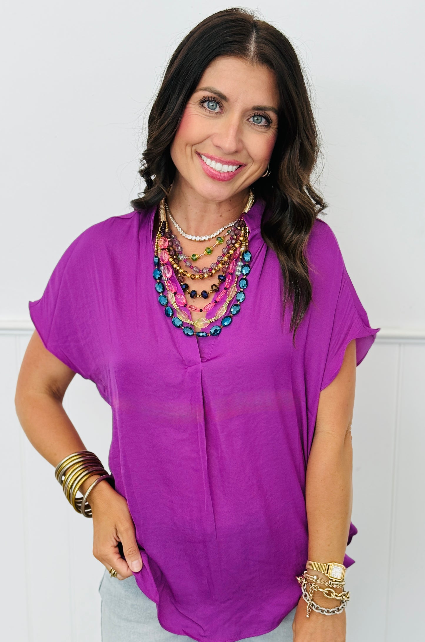 Essential Short Sleeve Blouse (Reg.)-8 Colors