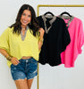 Textured Contrast Leopard Trim Top (Reg & Plus)-3 Colors