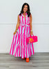 Light Blue/Pink Striped Maxi Dress (Reg.)