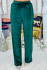 Green Sparkle Velvet Straight Leg Pants (Reg. and Plus)