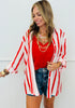 Red Striped Button Up Top (One Size)