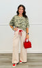 Beige Side Stripe Drawstring Pants (Reg. and Plus)
